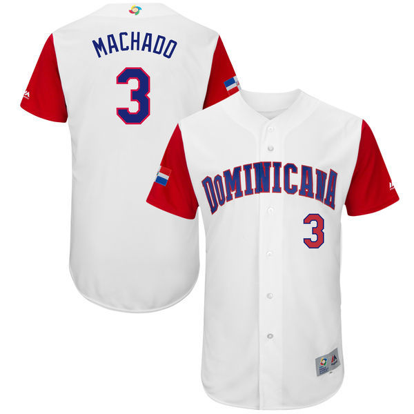 customized Men Dominican Republic Baseball #3 Manny Machado Majestic White 2017 World Baseball Classic Authentic Jersey->more jerseys->MLB Jersey